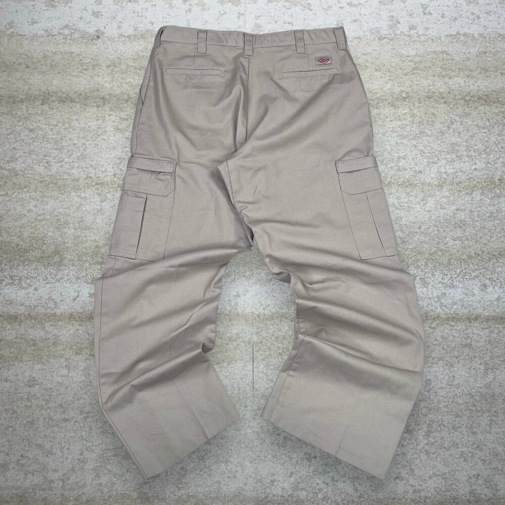 Vintage 90s Dickies Khakis Pants 36x32 Relaxed Camel Tan Flat Front Work Wear